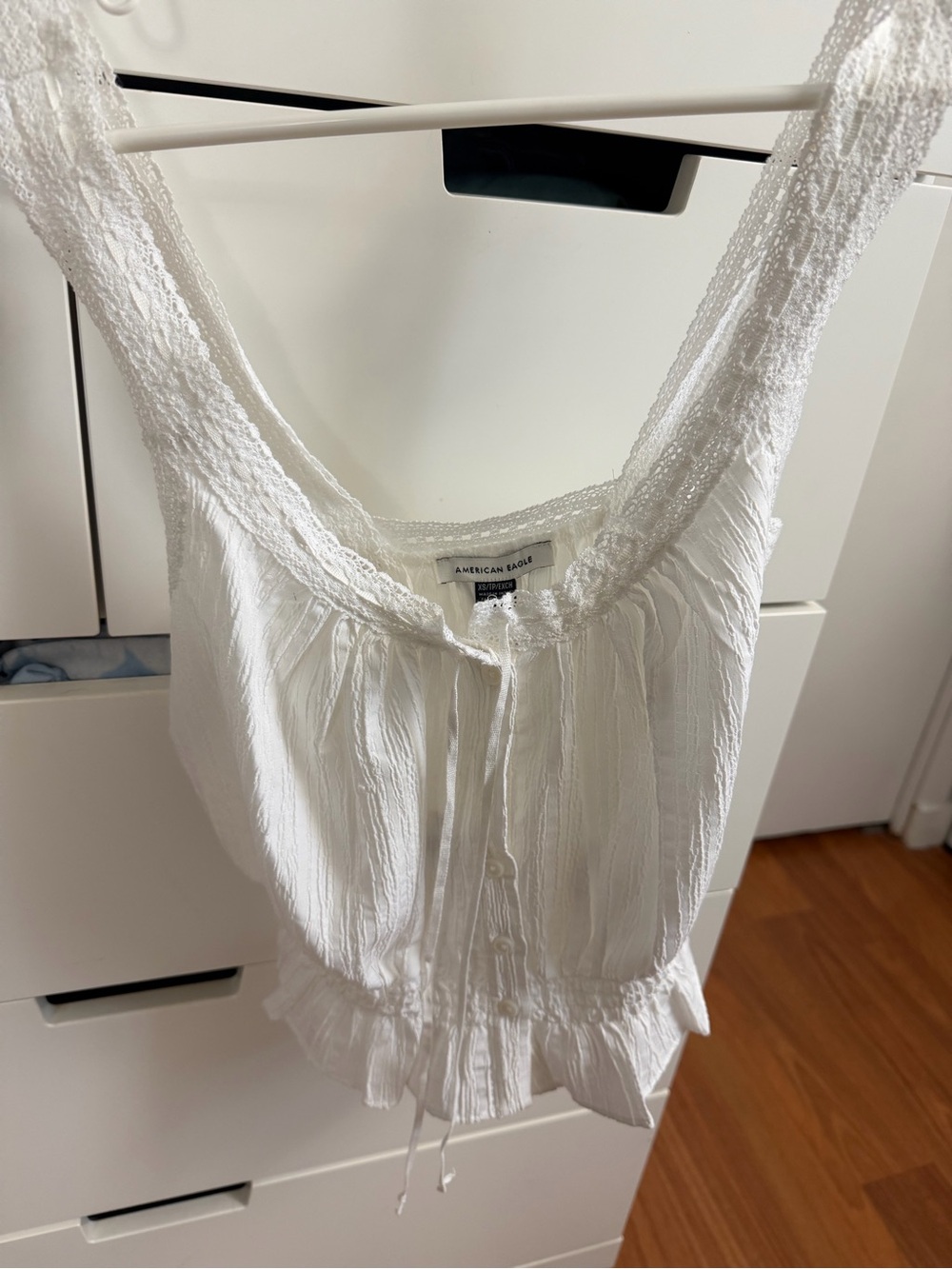 American Eagle Outfitters White Lace-Trim Tank